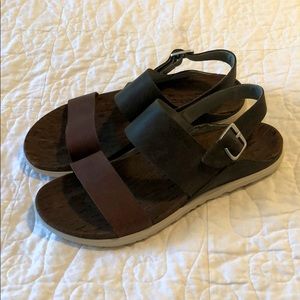Merrell Two Tone Leather Sandals with White Soles